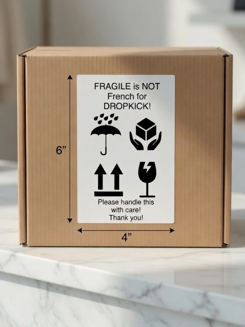 Fragile Stickers 4”x6” 100ct. New